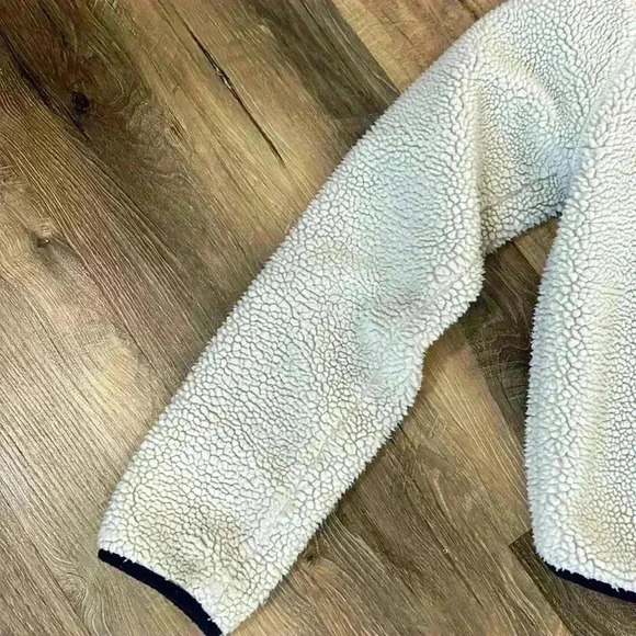 jcrew crewcuts kids sherpa jacket zip front girls 14 cream, navy, & neon pink - Picture 14 of 15